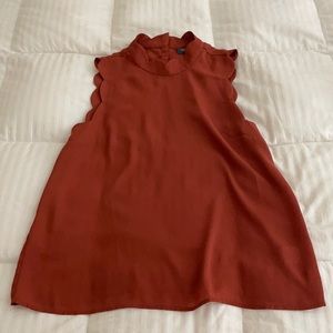 ModCloth Burnt Orange Scalloped Tank